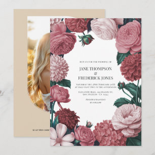 Rosé Clay, Terra Pink & Peony Smoke Floral Wedding Invitation