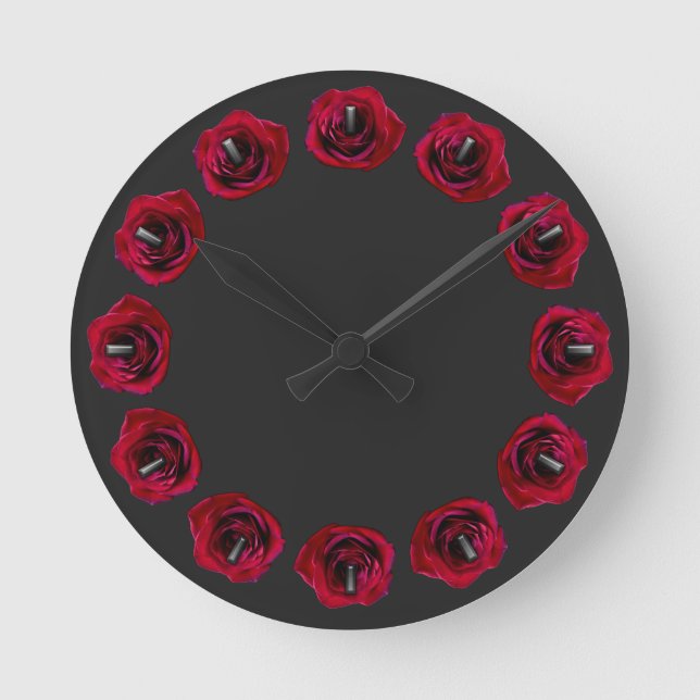 Rose Clock Red Rose Flower Wall Clock Rose Decor (Front)