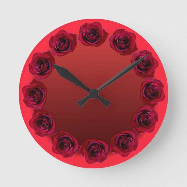 Rose Clock Red Rose Flower Wall Clock Rose Decor (Front)