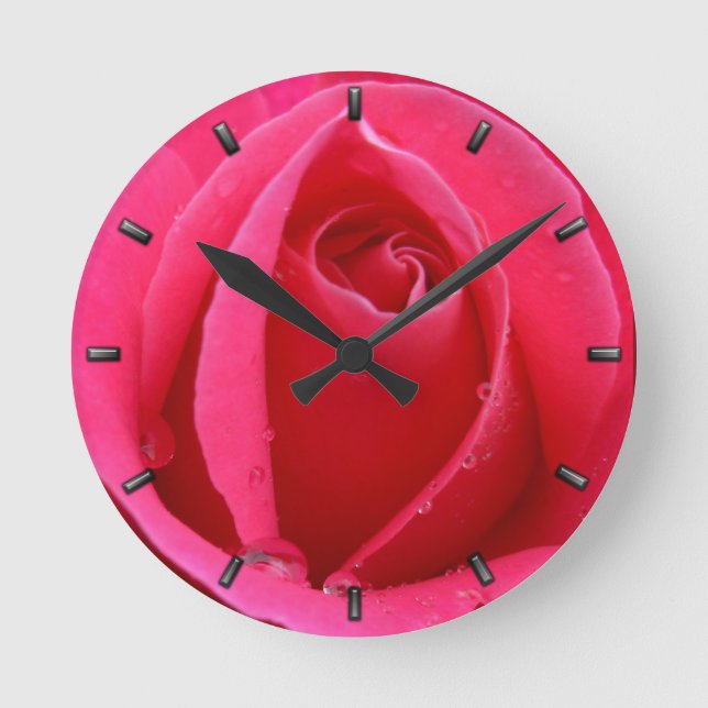 Rose Clock Red Rose Flower Wall Clock Rose Decor (Front)