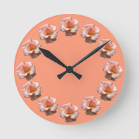 Rose Clock Wildrose Wall Clock Peach Rose Clock
