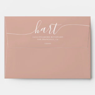 Rose Cloud with White Script Return Address Envelope