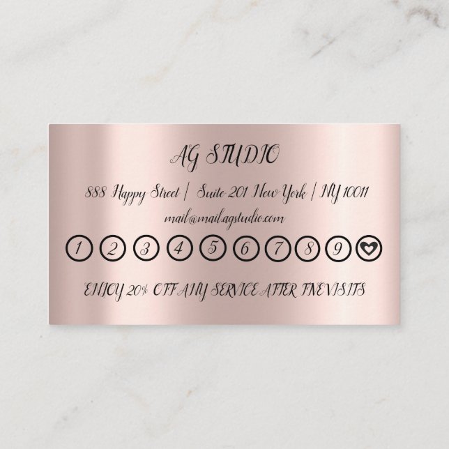 Rose Coeur Certificat cadeau Black 10 Fidélité (Dos)