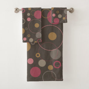 Rose Coffee Bean Mocha Circles Bath Towel Set