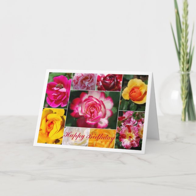 Rose Collage Bonne carte d'anniversaire (Devant)