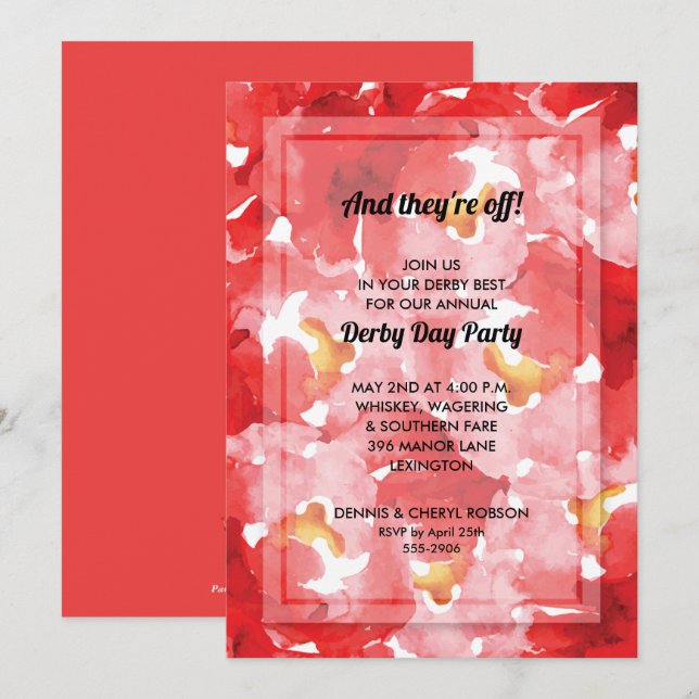 Rose Collage Derby Jour fêtes Invitations (Devant / Derrière)