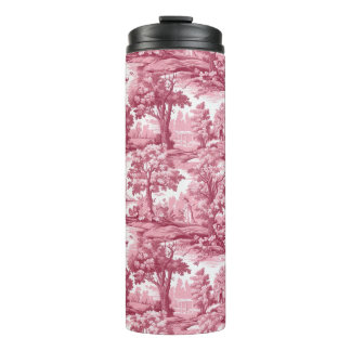 Rose-Colored Toile Design Thermal Tumbler
