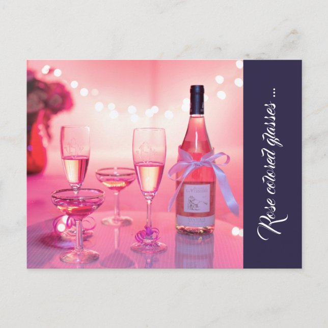 Rose Coloured Glasses Thank You Postcard, Custom Postcard (Front)