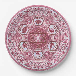 Rose-Coloured Passover Seder Paper Plate