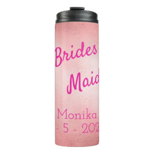 Rose Coloured Personalized Bridesmaid Thermal Tumbler
