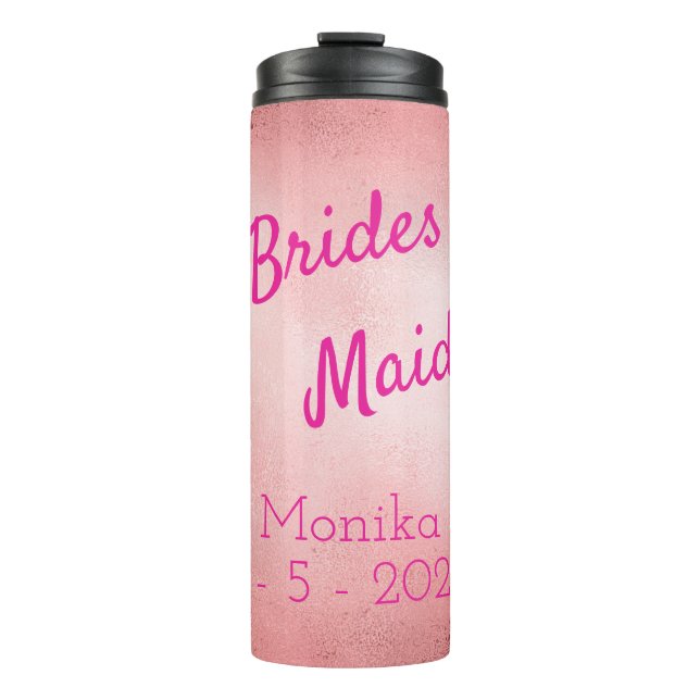 Rose Coloured Personalized Bridesmaid Thermal Tumbler (Front)
