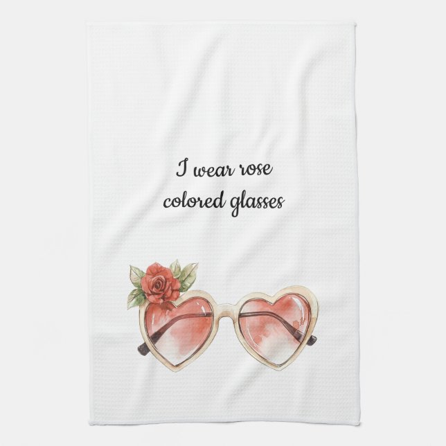 Rose Coloured Sunglasses Kitchen Towel (Vertical)