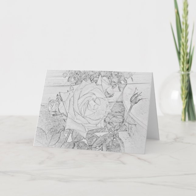 Rose Colouring Sheet Greeting Card (Front)
