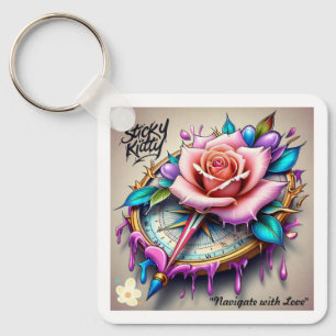 "Rose Compass: A Symbol of Love and Bliss" Keychain