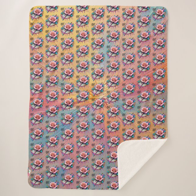 "Rose Compass: A Symbol of Love and Bliss" Sherpa Blanket (Front)