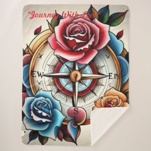 "Rose Compass: A Symbol of Love and Bliss" Sherpa Blanket