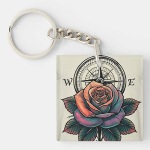 Rose Compass Bliss Keychain