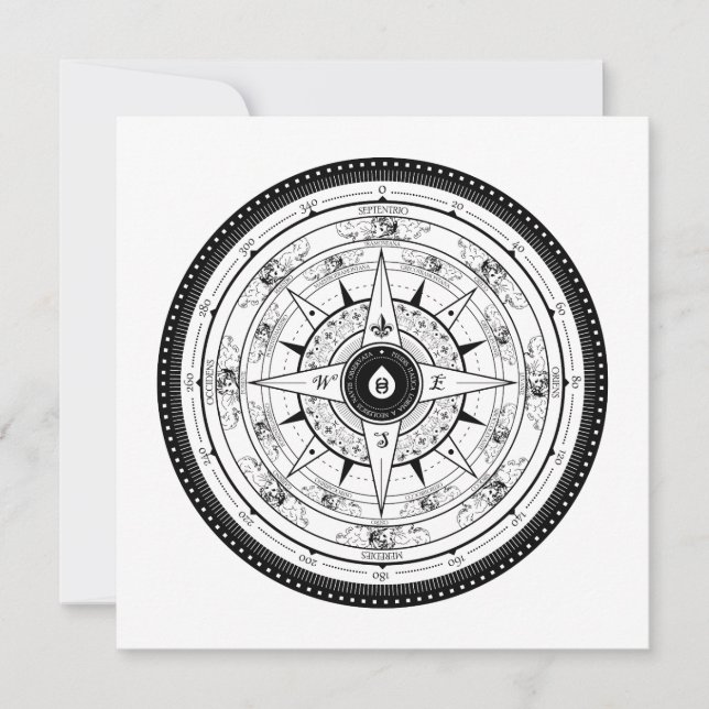 Rose Compass - Carte d'invitation Carré (blanc) (Devant)