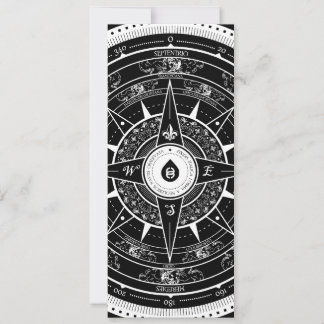 Rose Compass - L. Rectangle Invitation Card (noir)