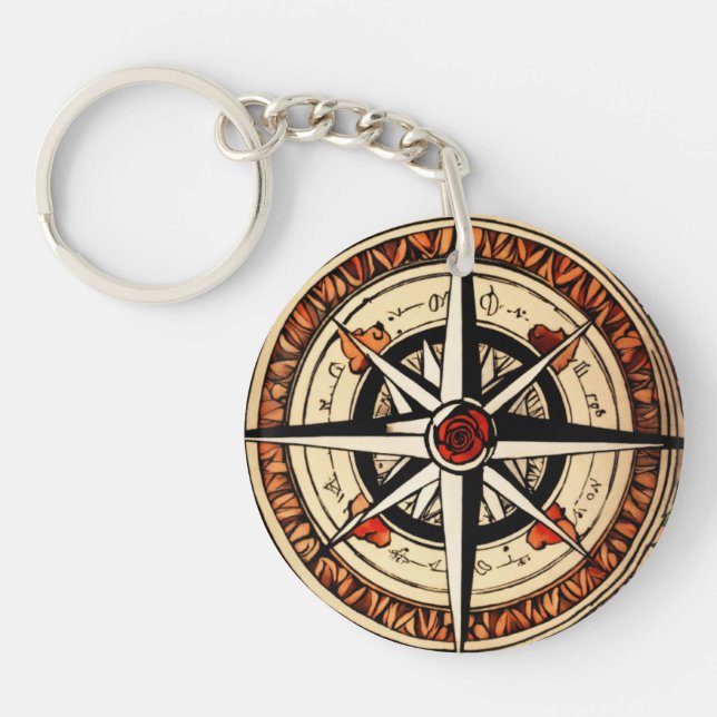 Rose Compass of Bliss Keychain (Front)