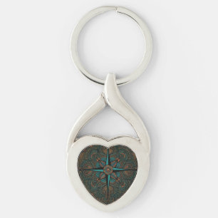 Rose Compass of the Heart Keychain
