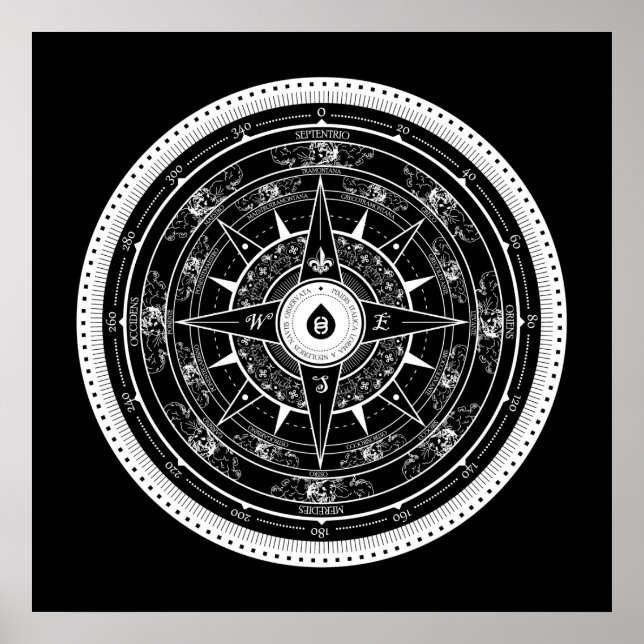 Rose Compass - Poster (noir) (Devant)