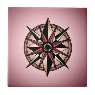 rose compass star tile