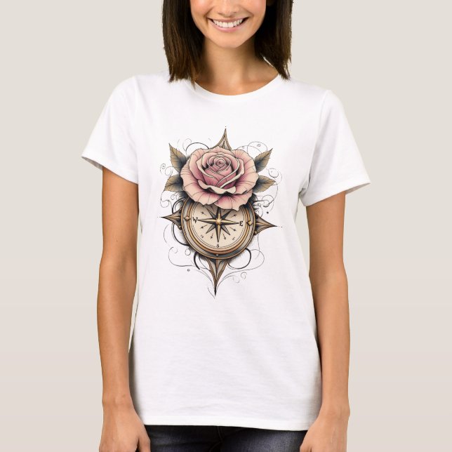 Rose Compass Tattoo Art Tee (Front)