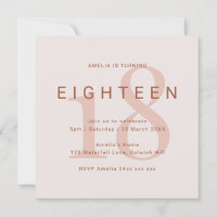 Rose contemporain 18e anniversaire fêté Invitation