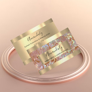 Rose Copper Gold Marble Frame Event Business Card