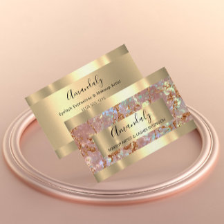 Rose Copper Gold Marble  Frame Event  Business Card