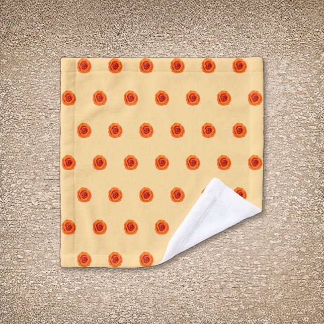 Rose couleur orange Fleur Motif sans couture sur (Orange color Rose flower seamless pattern on wash cloth)