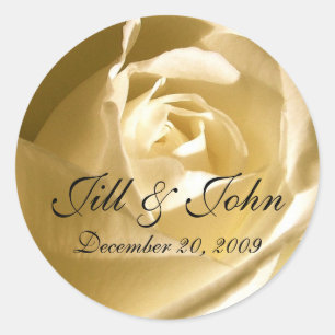 Rose crème Noms Mariage Favor Sticker
