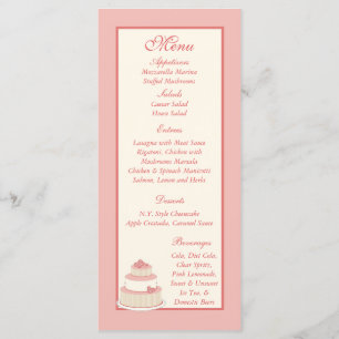 Rose/Creme Wedding Cake Menu Tags