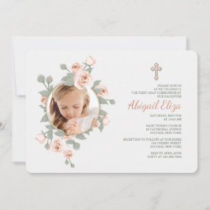 Rose Crescent Photo Invitations