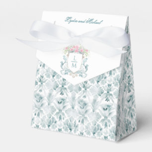 Rose Crest w/ Bow Monogram Wedding Favor Box