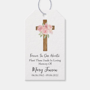 Rose Cross Memorial Funeral Seed Packet Gift Tags