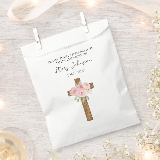 Rose Cross Seed Packet Funeral Favor Bag (Clipped)
