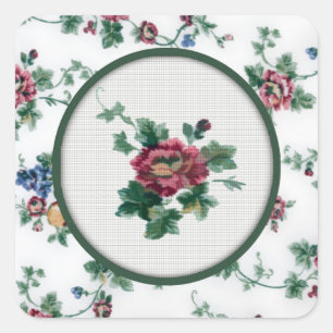 Rose Cross Stitch Sticker