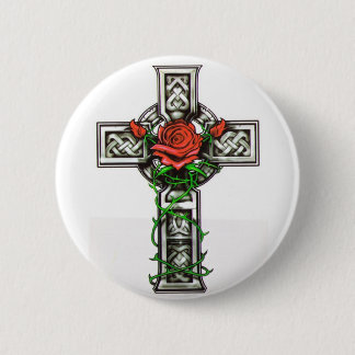 Rose cross tattoo design 2 inch round button