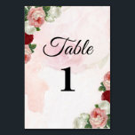 Rose custom Wedding Table Number Double sided Card<br><div class="desc">Beautiful and romantic roses wedding table number card

Edit or delete any unwanted text to personalize it to your needs. 
You can delete table number and just order blank table cards and write it by hand
 
Other matching/coordinated items available in this collection</div>