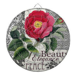 Rose Damask Pretty Floral Antique Dartboard