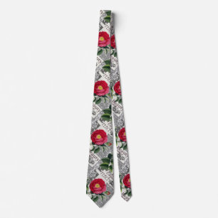 Rose Damask Pretty Floral Antique Tie