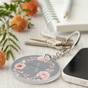 Rose d'aquarelle Wreath personnalisée   Gray