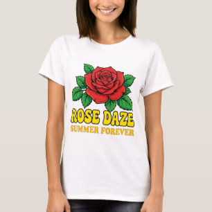 Rose Daze Summer Forever T-Shirt Retro 70s Red R