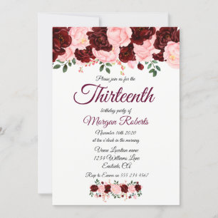Rose de Bourgogne Invitation de la fête du 13e ann