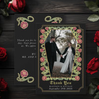 Rose de café gothique noir Carte de remerciements 