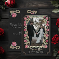 Rose de café gothique noir Carte de remerciements 