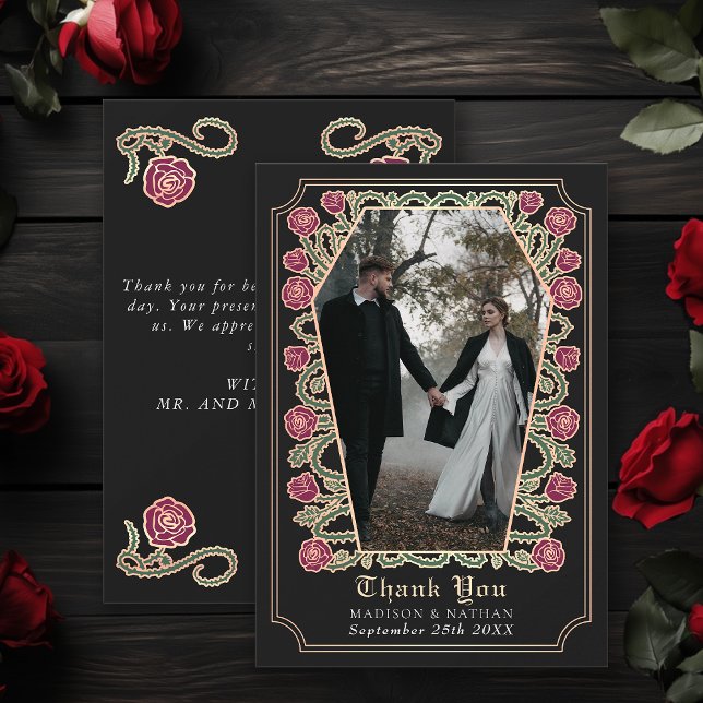 Rose de café gothique noir Carte de remerciements  (Créateur téléchargé)