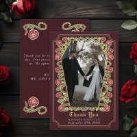 Rose de café gothique rouge Carte de remerciements